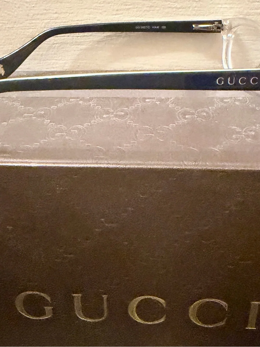 Kid’s NEW Auth. GUCCI GG Clear Frame Optical Glasses with Navy Temples age 2-6.